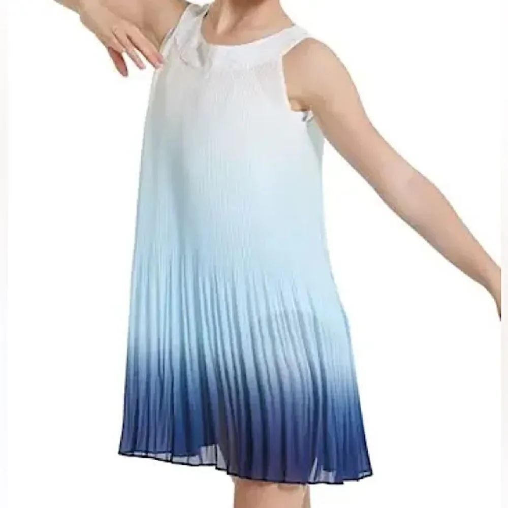 WEISSMAN solo Dance costume lyrical blue ombre pleated dress Clearly 12106 LC